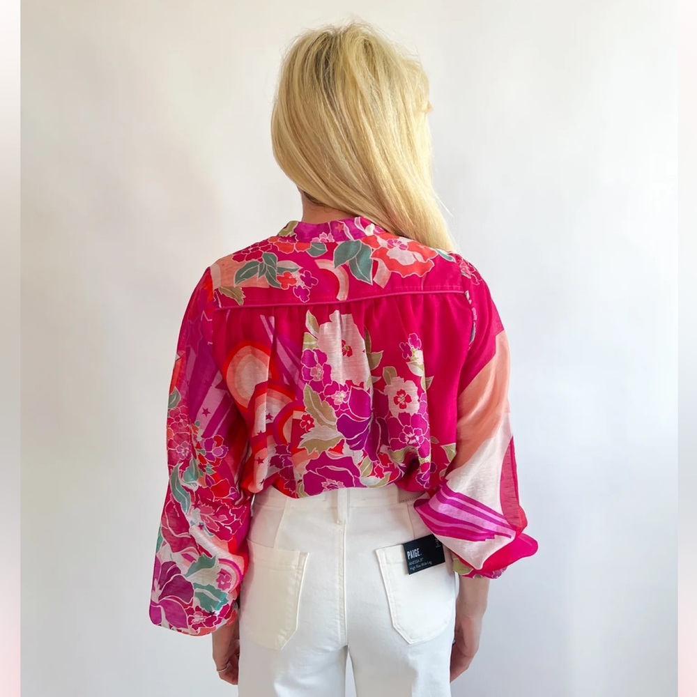 CIEBON Coordinating Fatimah Floral Print Mandarin Neck Long Sleeve Blouse - Picture 9 of 17